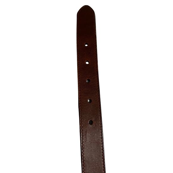 Olga Santini Women's Belt Brown Leather Silver Metal Detail 1" Wide Style 4175A - Picture 5 of 5